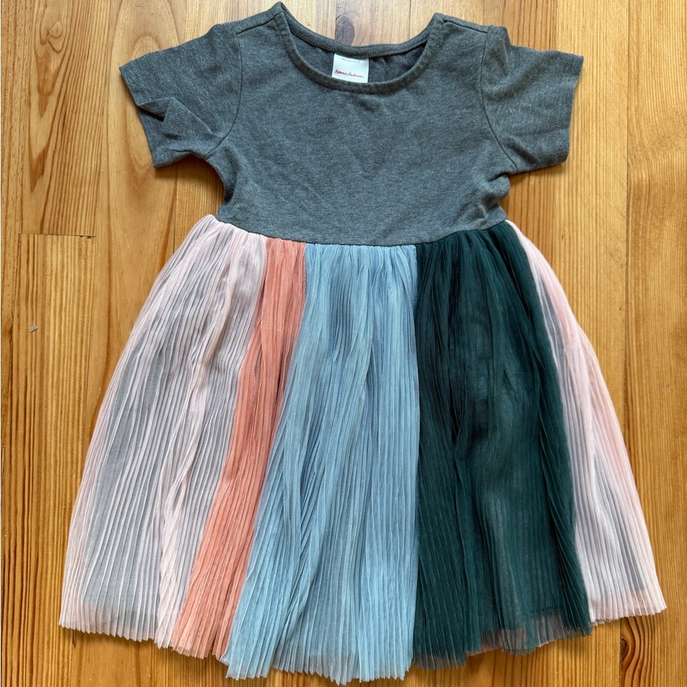Hanna Andersson NWT 90cm US 3T T-Shirt Dress pastel jewel toned Tulle Striped